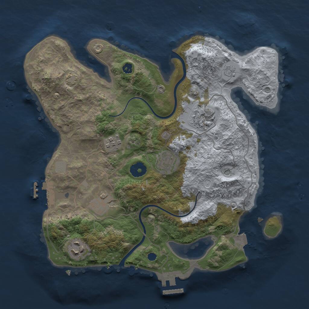 Rust Map: Procedural Map, Size: 3000, Seed: 55971373, 11 Monuments
