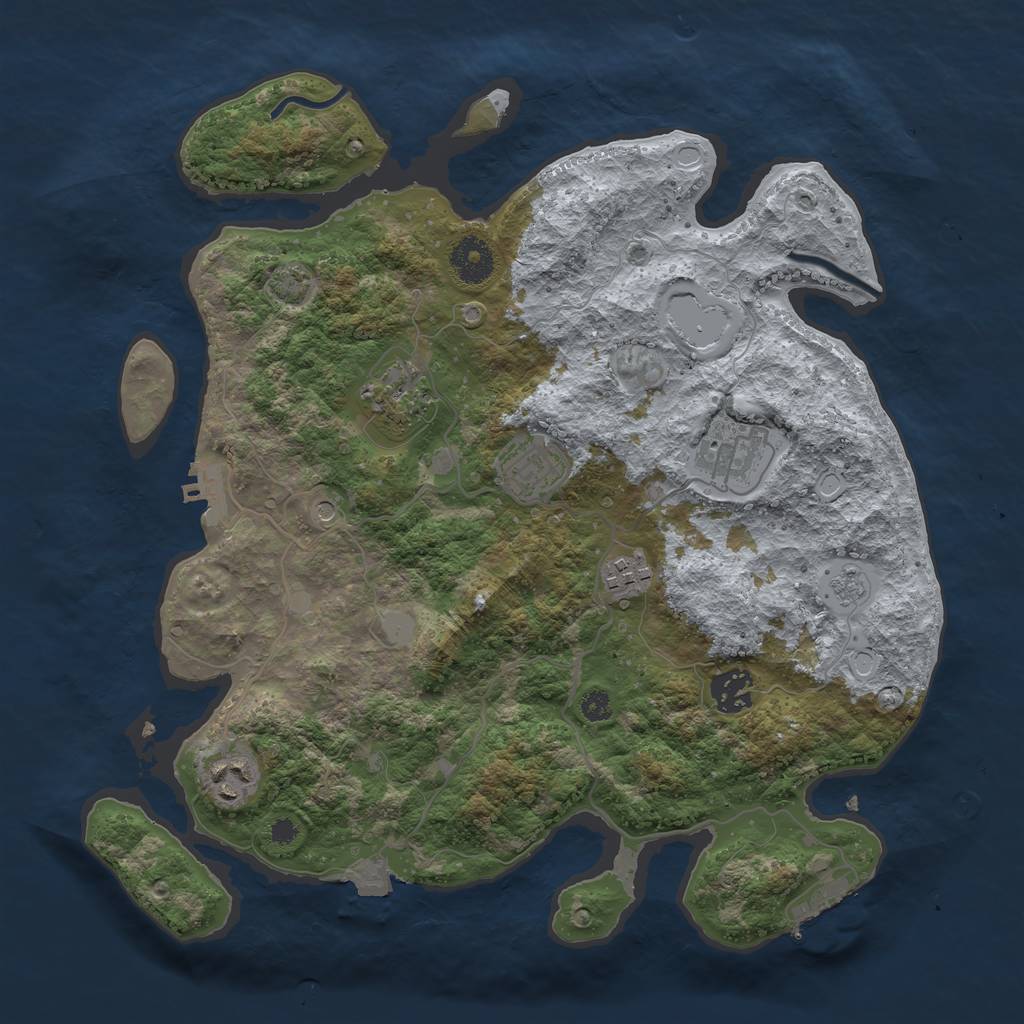 Rust Map: Procedural Map, Size: 3450, Seed: 23406449, 14 Monuments