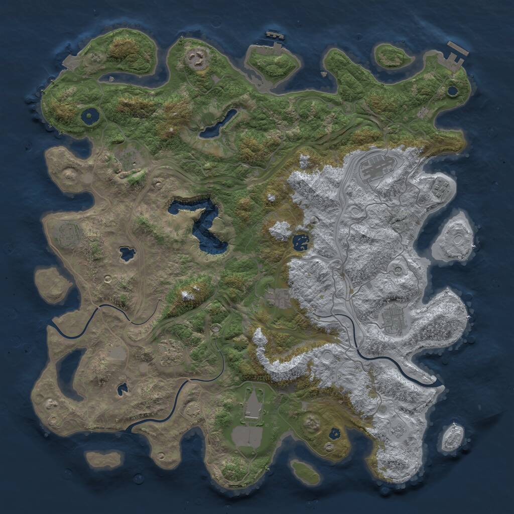 Rust Map: Procedural Map, Size: 4500, Seed: 897484, 16 Monuments