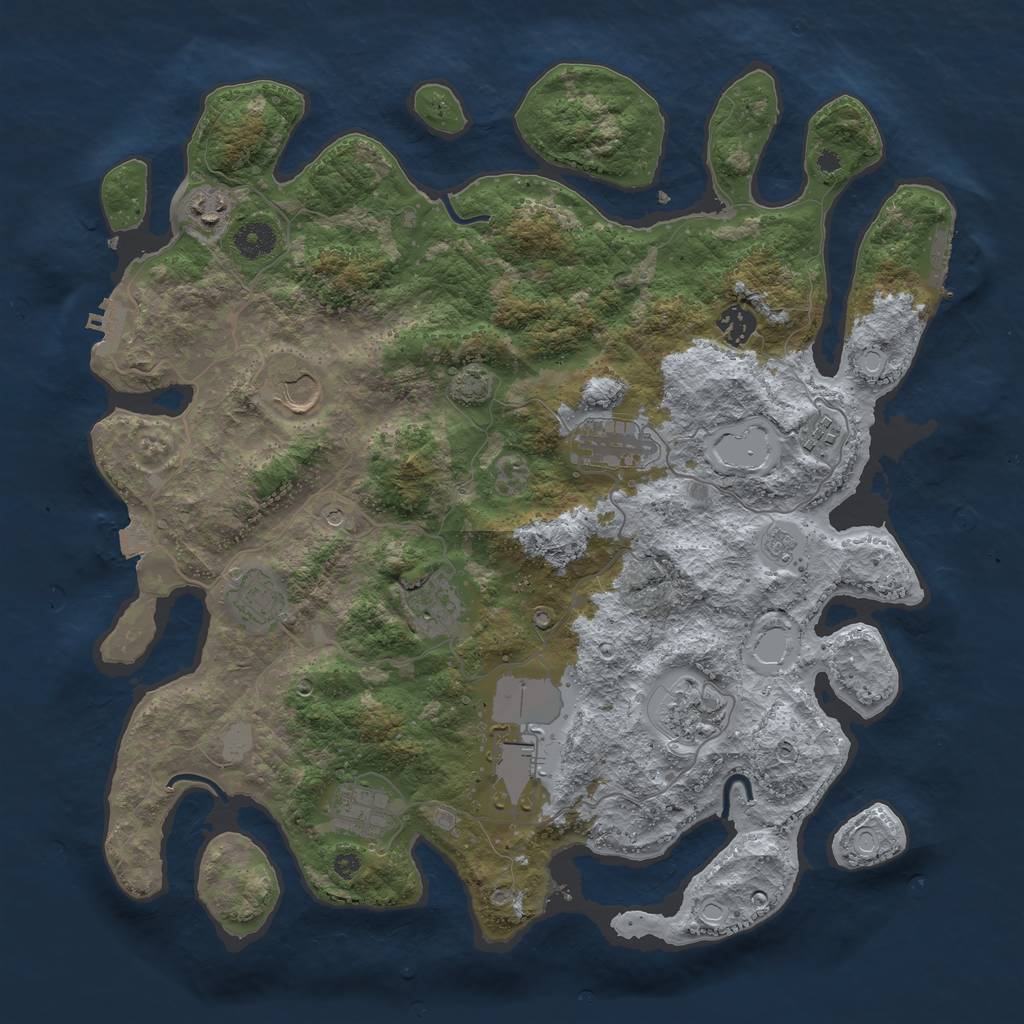 Rust Map: Procedural Map, Size: 3950, Seed: 21021139, 18 Monuments