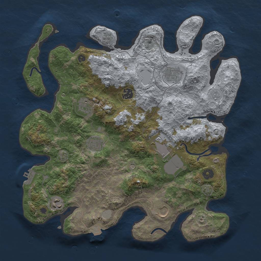 Rust Map: Procedural Map, Size: 3550, Seed: 647892, 15 Monuments