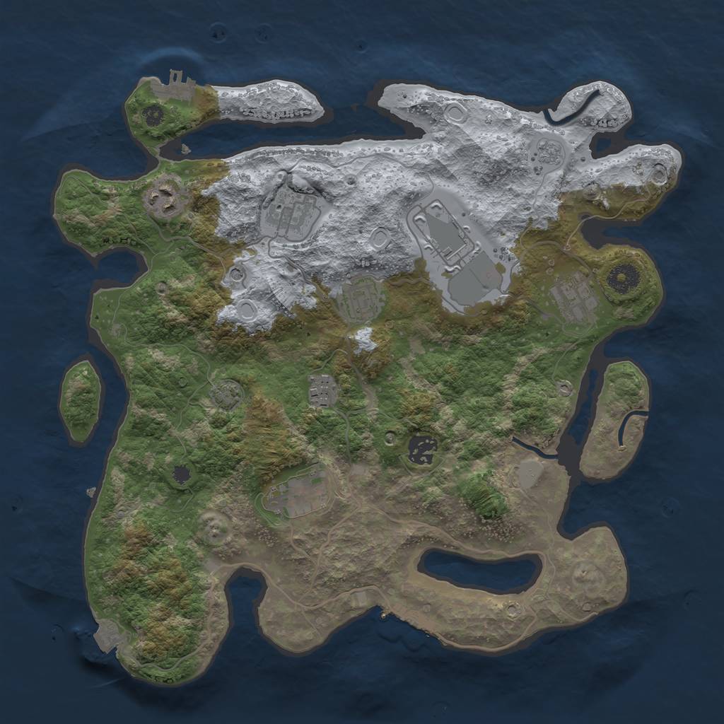 Rust Map: Procedural Map, Size: 3550, Seed: 647188, 16 Monuments