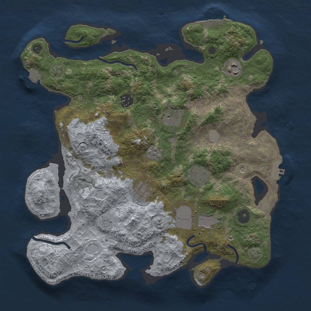 Rust Map: Procedural Map, Size: 3500, Seed: 2886, 15 Monuments