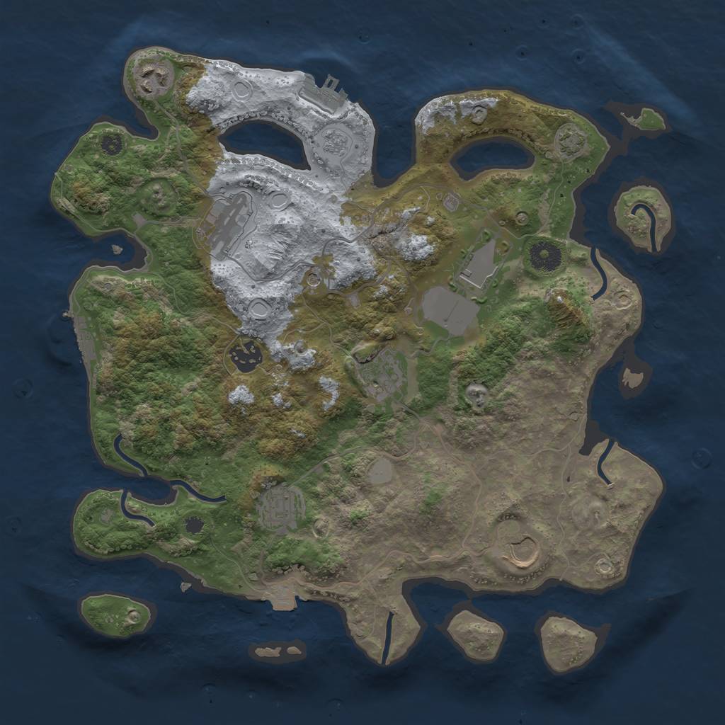 Rust Map: Procedural Map, Size: 3500, Seed: 618495525, 15 Monuments