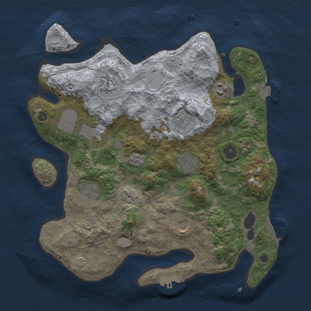 Rust Map: Procedural Map, Size: 3500, Seed: 1159593869, 16 Monuments