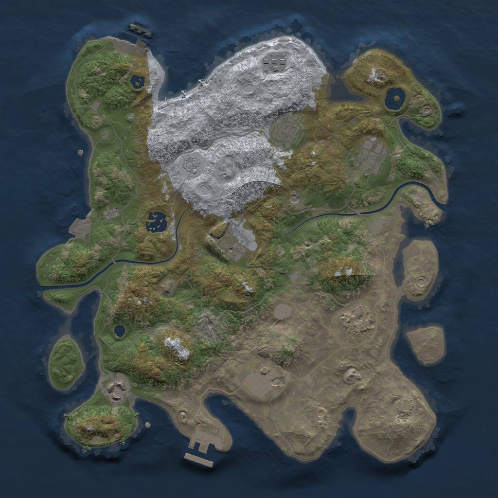 Rust Map: Procedural Map, Size: 3450, Seed: 37408695, 14 Monuments