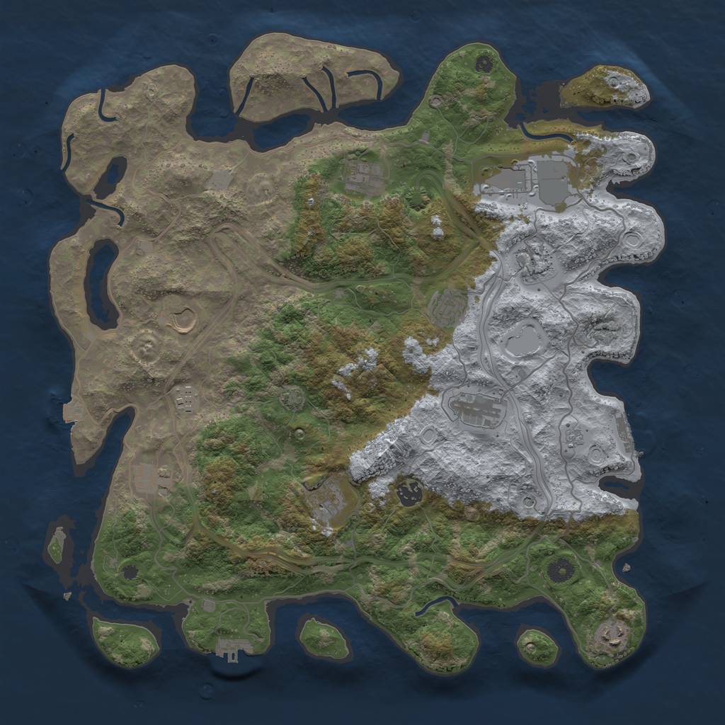 Rust Map: Procedural Map, Size: 4300, Seed: 97659186, 19 Monuments