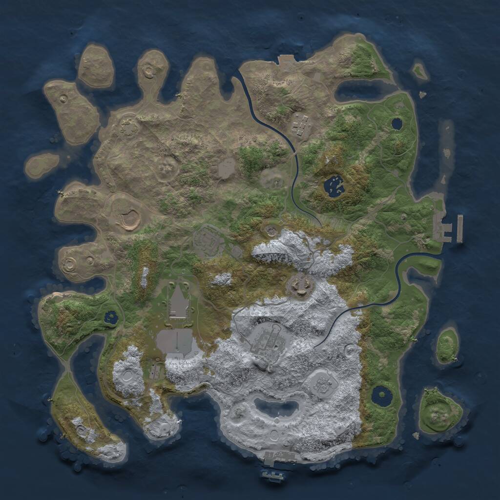 Rust Map: Procedural Map, Size: 3600, Seed: 57637704, 13 Monuments