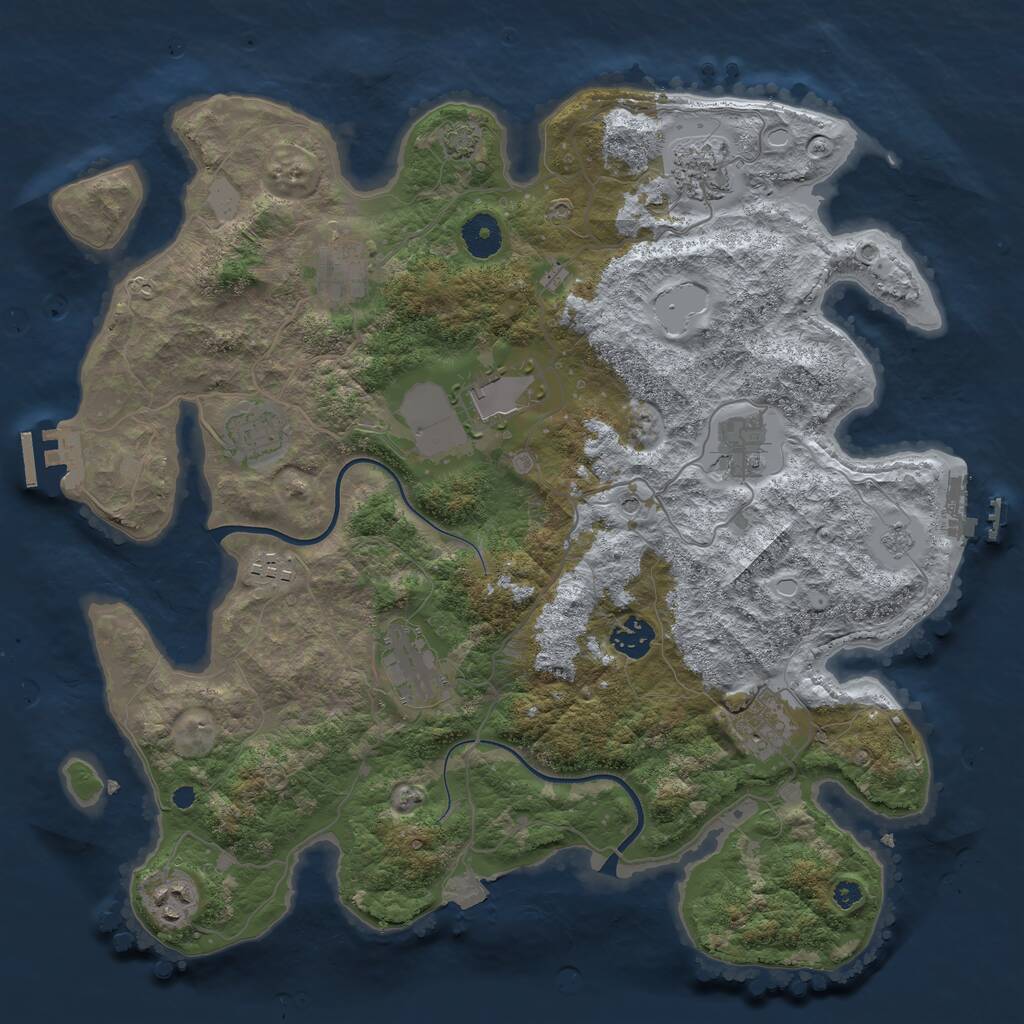 Rust Map: Procedural Map, Size: 3750, Seed: 29687357, 16 Monuments