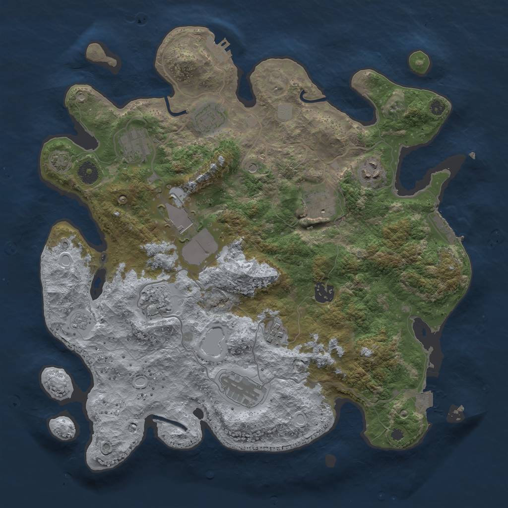 Rust Map: Procedural Map, Size: 3650, Seed: 92808594, 17 Monuments