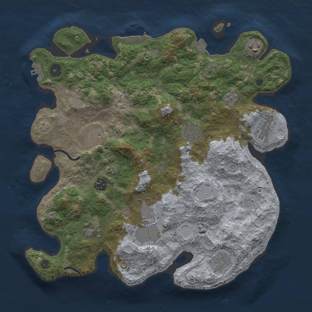 Rust Map: Procedural Map, Size: 3700, Seed: 49291863, 17 Monuments