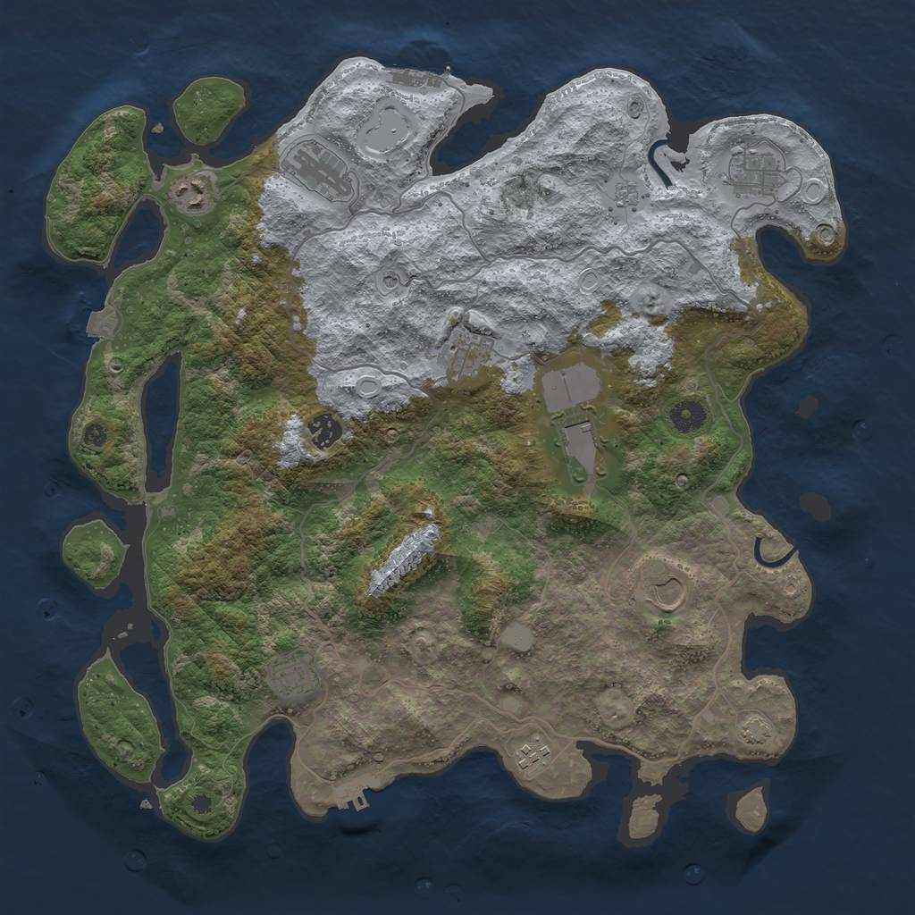 Rust Map: Procedural Map, Size: 4096, Seed: 734887073, 17 Monuments