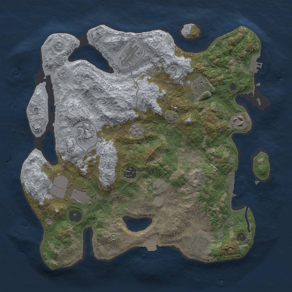 Rust Map: Procedural Map, Size: 3500, Seed: 54037304, 16 Monuments