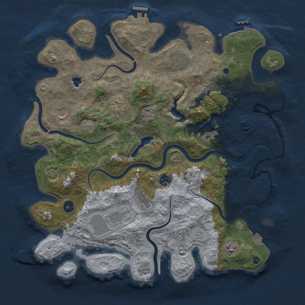 Rust Map: Procedural Map, Size: 4100, Seed: 54268756, 15 Monuments