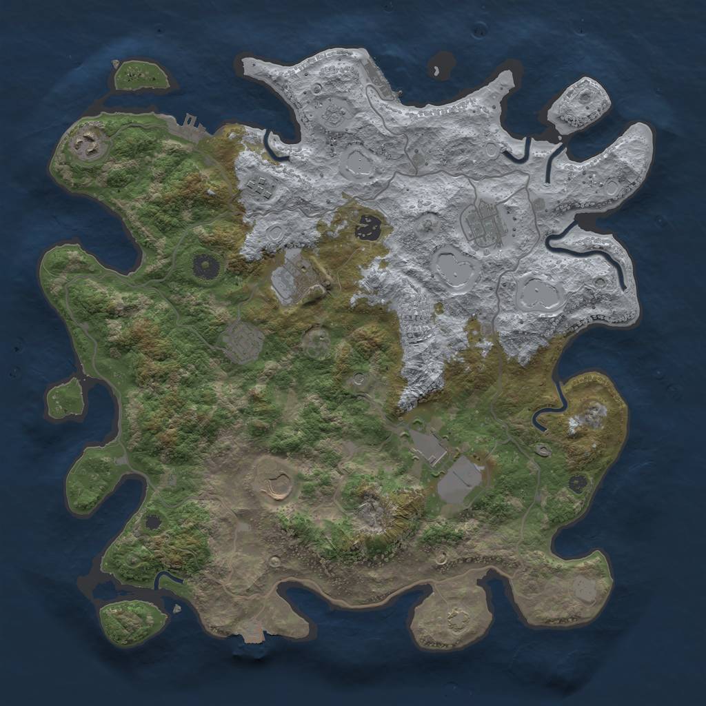 Rust Map: Procedural Map, Size: 4000, Seed: 77487835, 16 Monuments