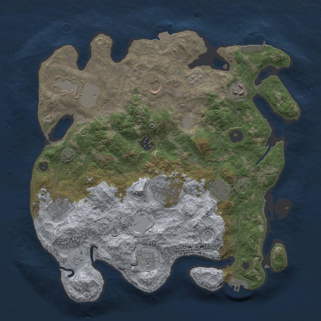 Rust Map: Procedural Map, Size: 3600, Seed: 33068310, 17 Monuments