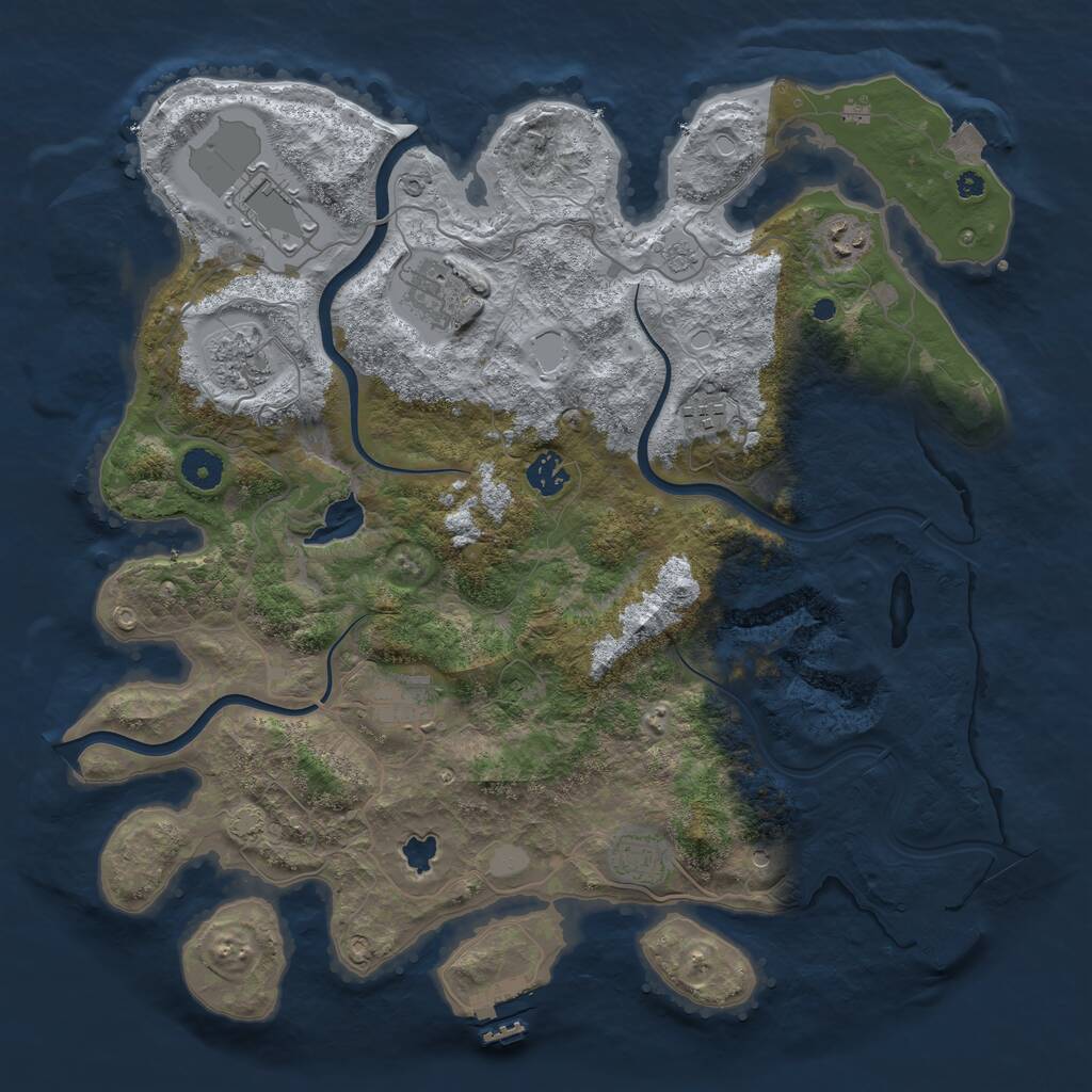 Rust Map: Procedural Map, Size: 4000, Seed: 55923171, 14 Monuments