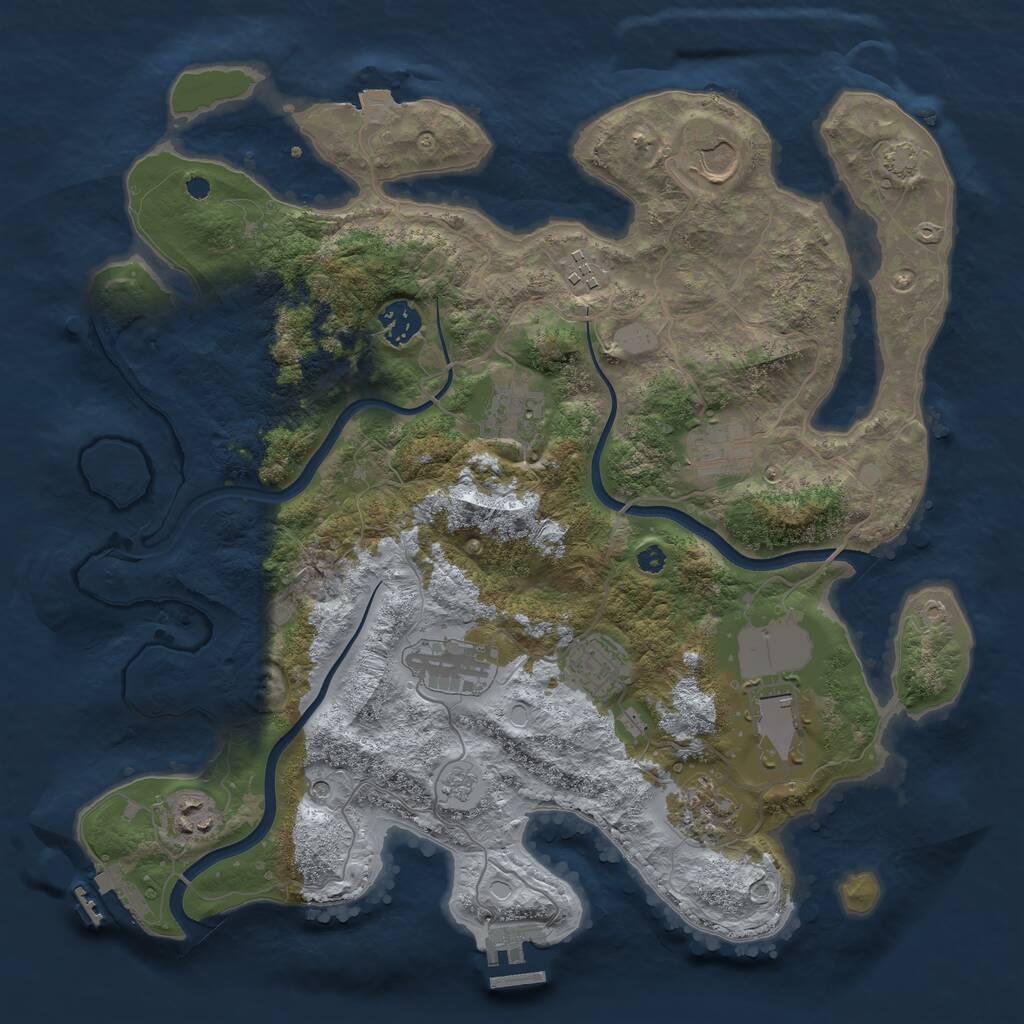 Rust Map: Procedural Map, Size: 3700, Seed: 25508540, 16 Monuments