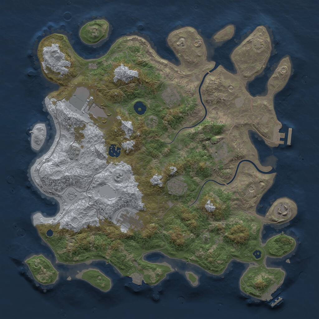 Rust Map: Procedural Map, Size: 3800, Seed: 44459309, 14 Monuments