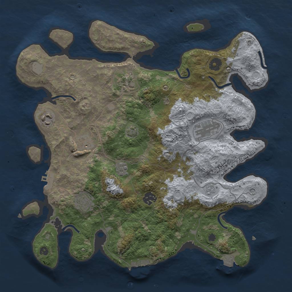 Rust Map: Procedural Map, Size: 3450, Seed: 49130971, 15 Monuments