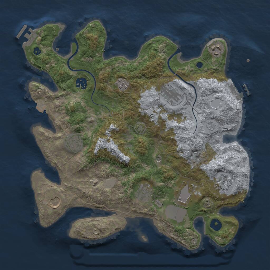 Rust Map: Procedural Map, Size: 3500, Seed: 6823515, 15 Monuments