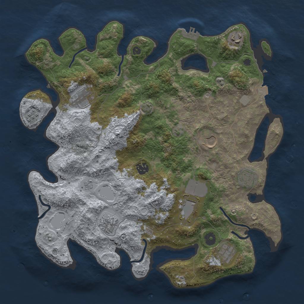 Rust Map: Procedural Map, Size: 3750, Seed: 79612971, 16 Monuments