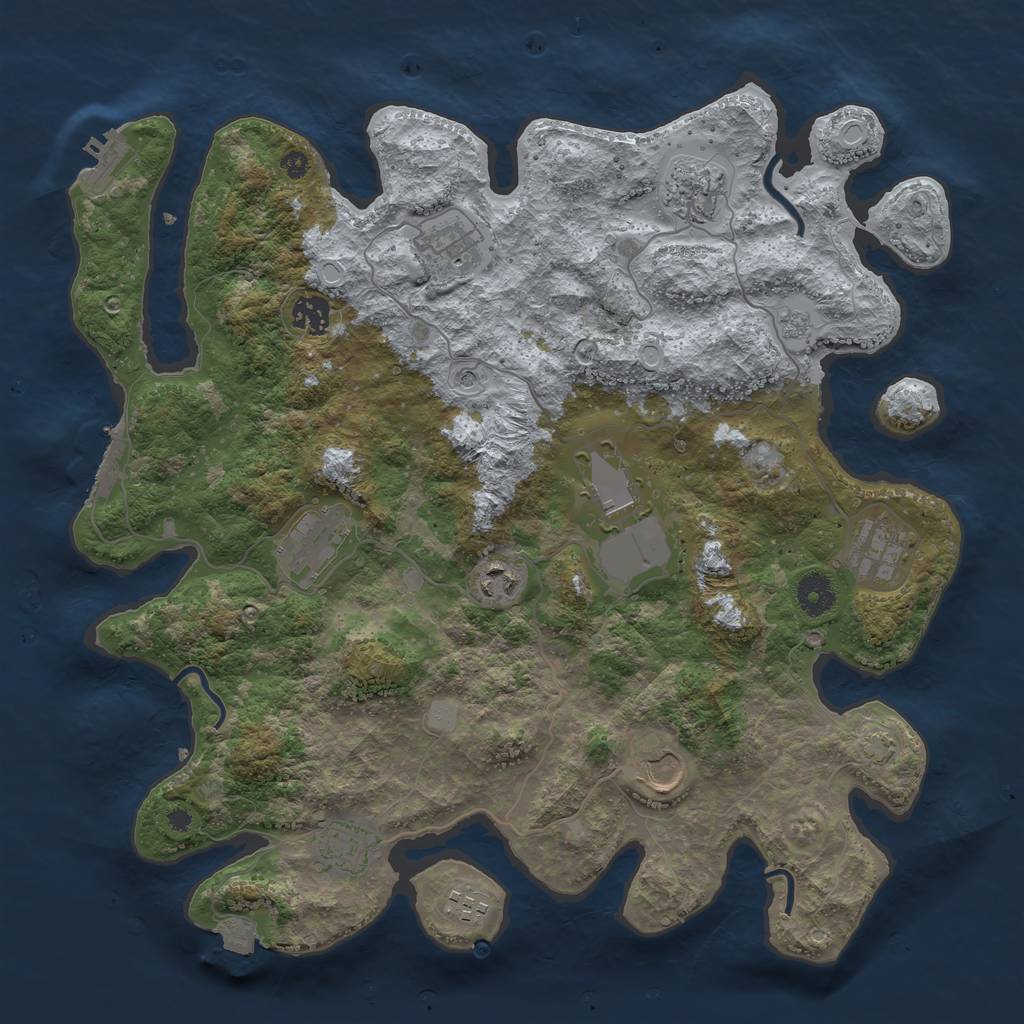 Rust Map: Procedural Map, Size: 3850, Seed: 10585349, 18 Monuments