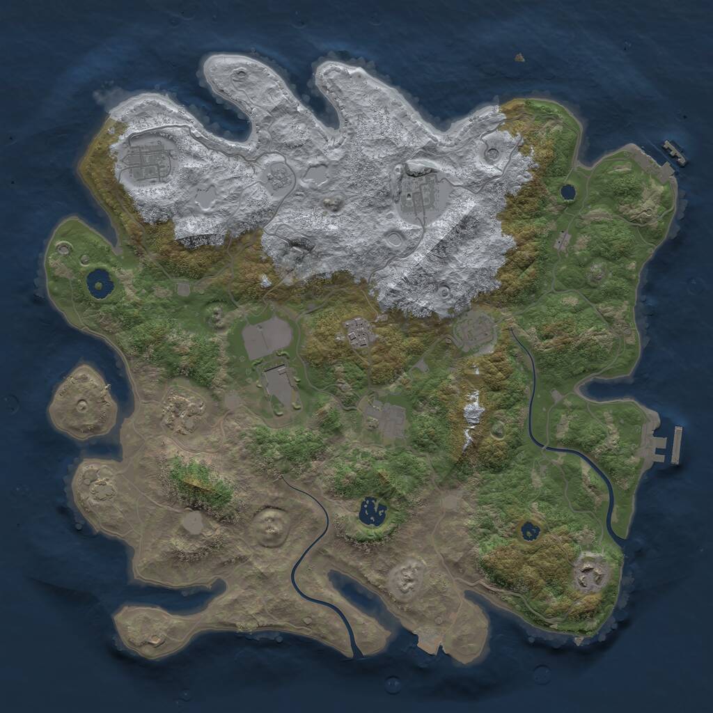 Rust Map: Procedural Map, Size: 3850, Seed: 40034869, 15 Monuments