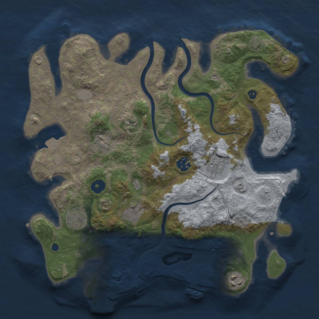 Rust Map: Procedural Map, Size: 3450, Seed: 22213426, 13 Monuments