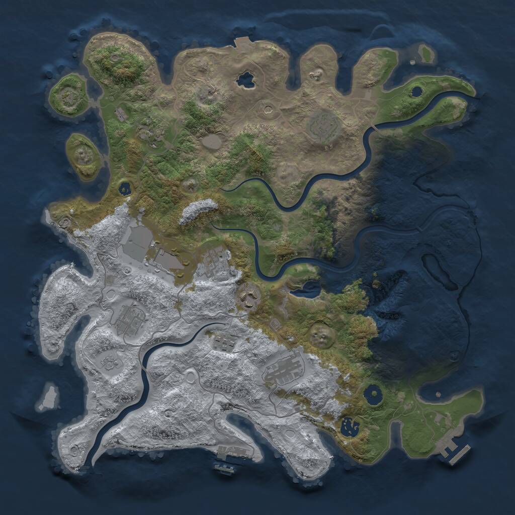 Rust Map: Procedural Map, Size: 4000, Seed: 3696, 15 Monuments
