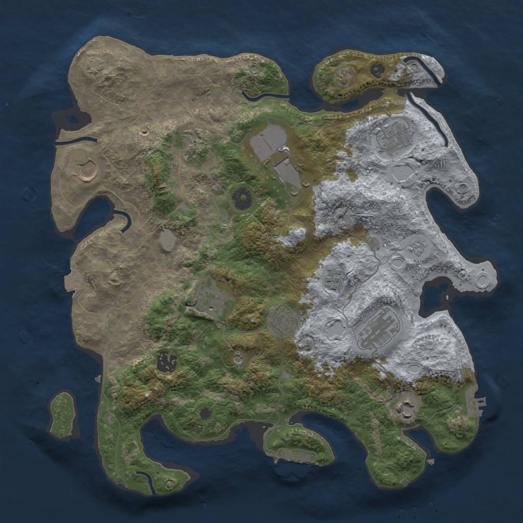 Rust Map: Procedural Map, Size: 3700, Seed: 91044584, 18 Monuments