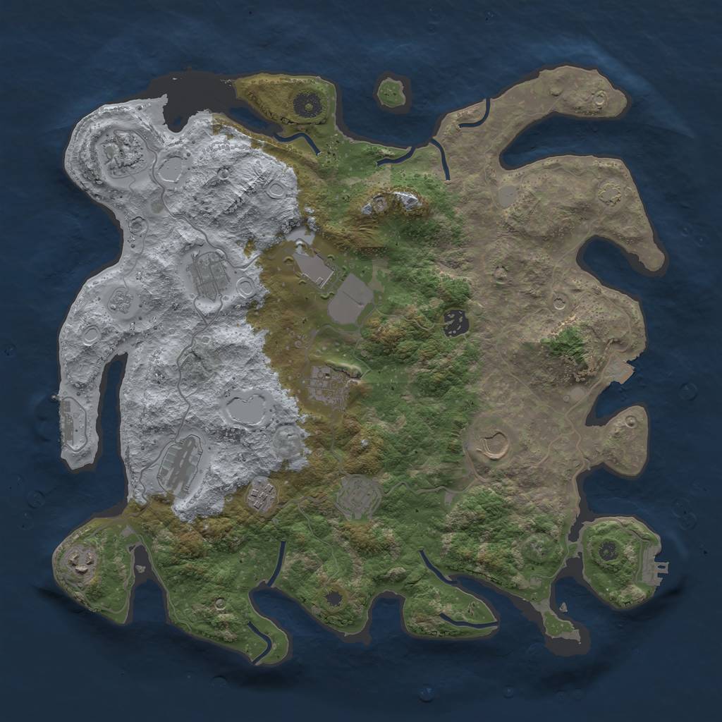 Rust Map: Procedural Map, Size: 3950, Seed: 31732678, 18 Monuments