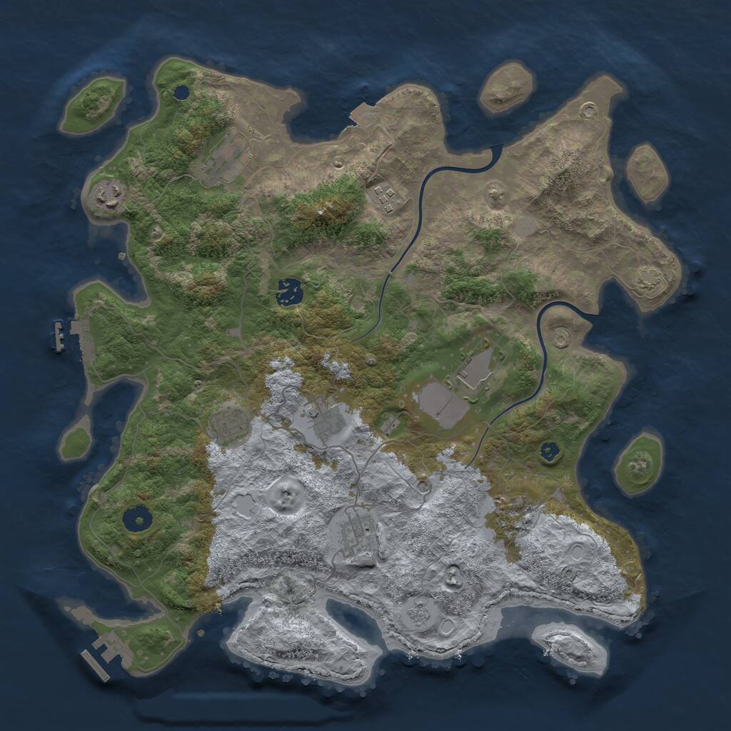 Rust Map: Procedural Map, Size: 3900, Seed: 25418559, 15 Monuments