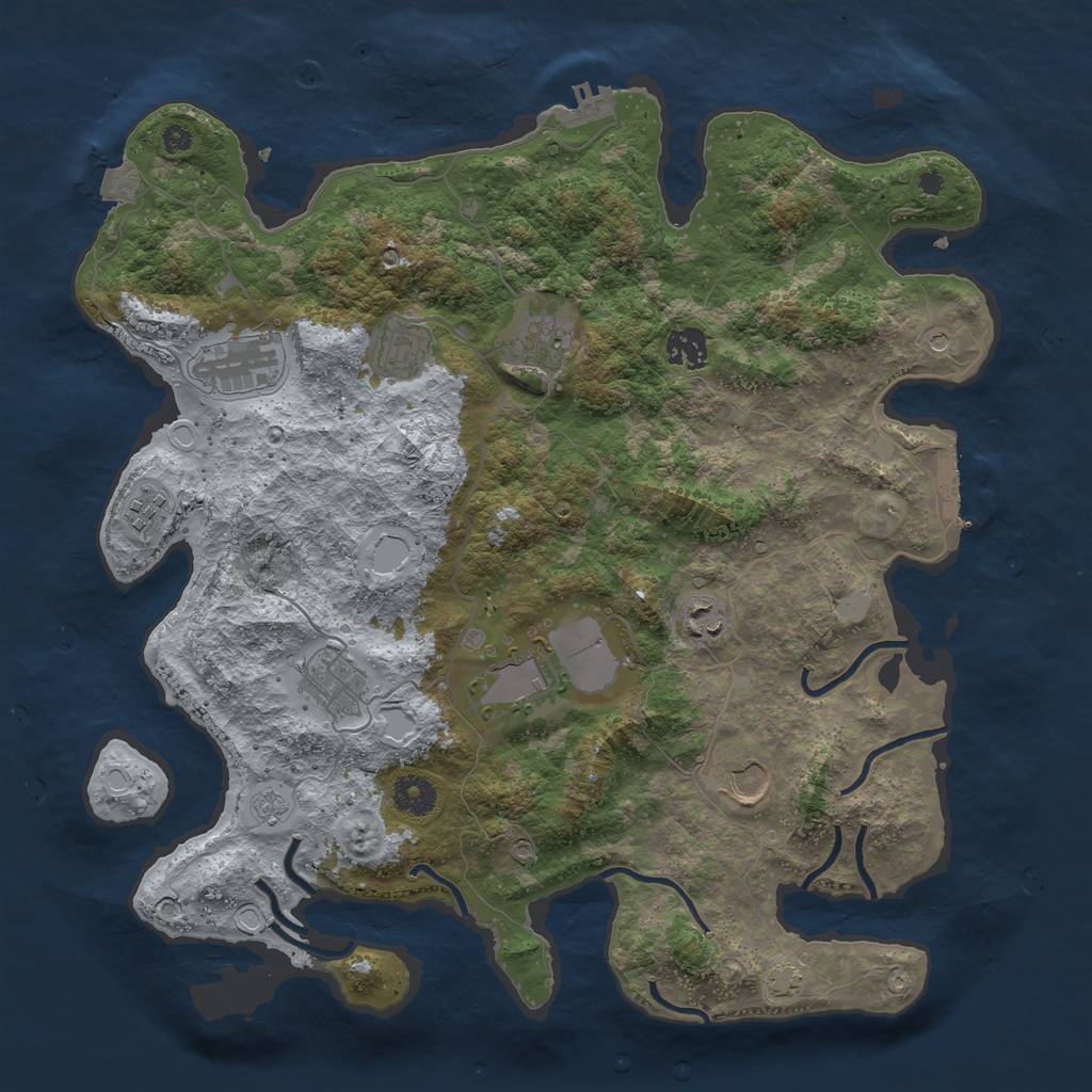 Rust Map: Procedural Map, Size: 3850, Seed: 65843071, 17 Monuments