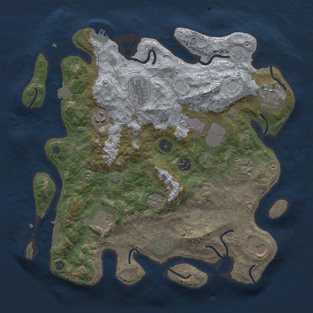 Rust Map: Procedural Map, Size: 3600, Seed: 69140473, 18 Monuments