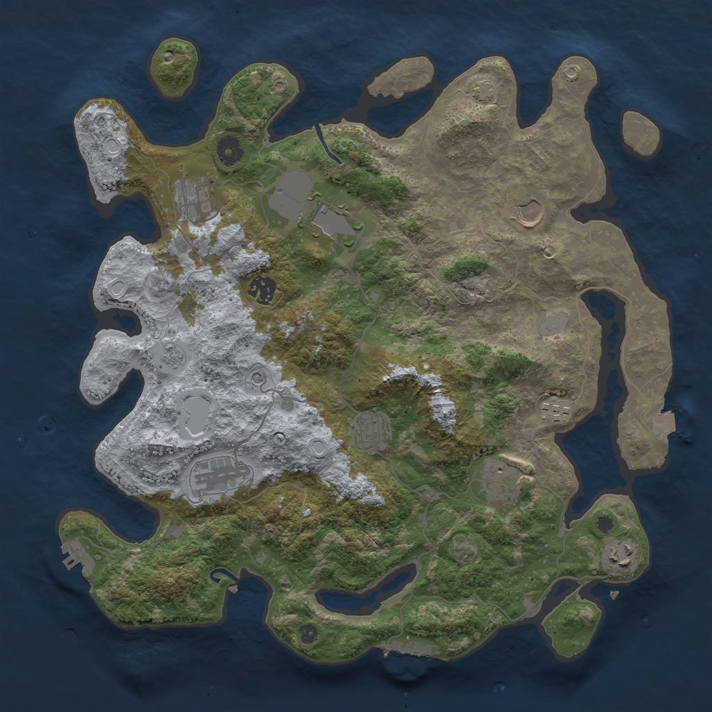 Rust Map: Procedural Map, Size: 3850, Seed: 12782450, 17 Monuments