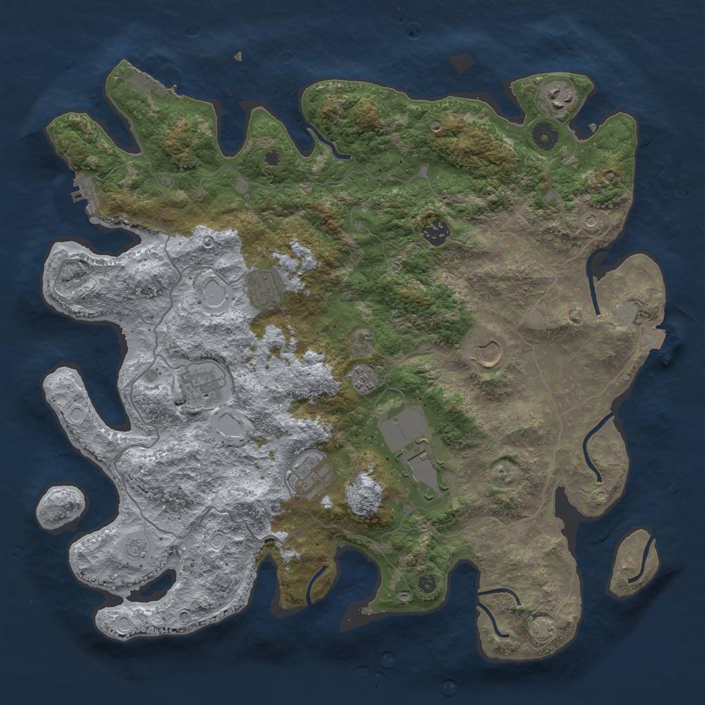 Rust Map: Procedural Map, Size: 4000, Seed: 4490, 16 Monuments