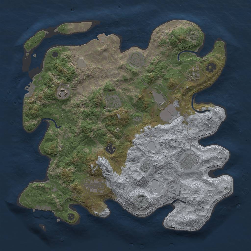 Rust Map: Procedural Map, Size: 3700, Seed: 60410896, 17 Monuments