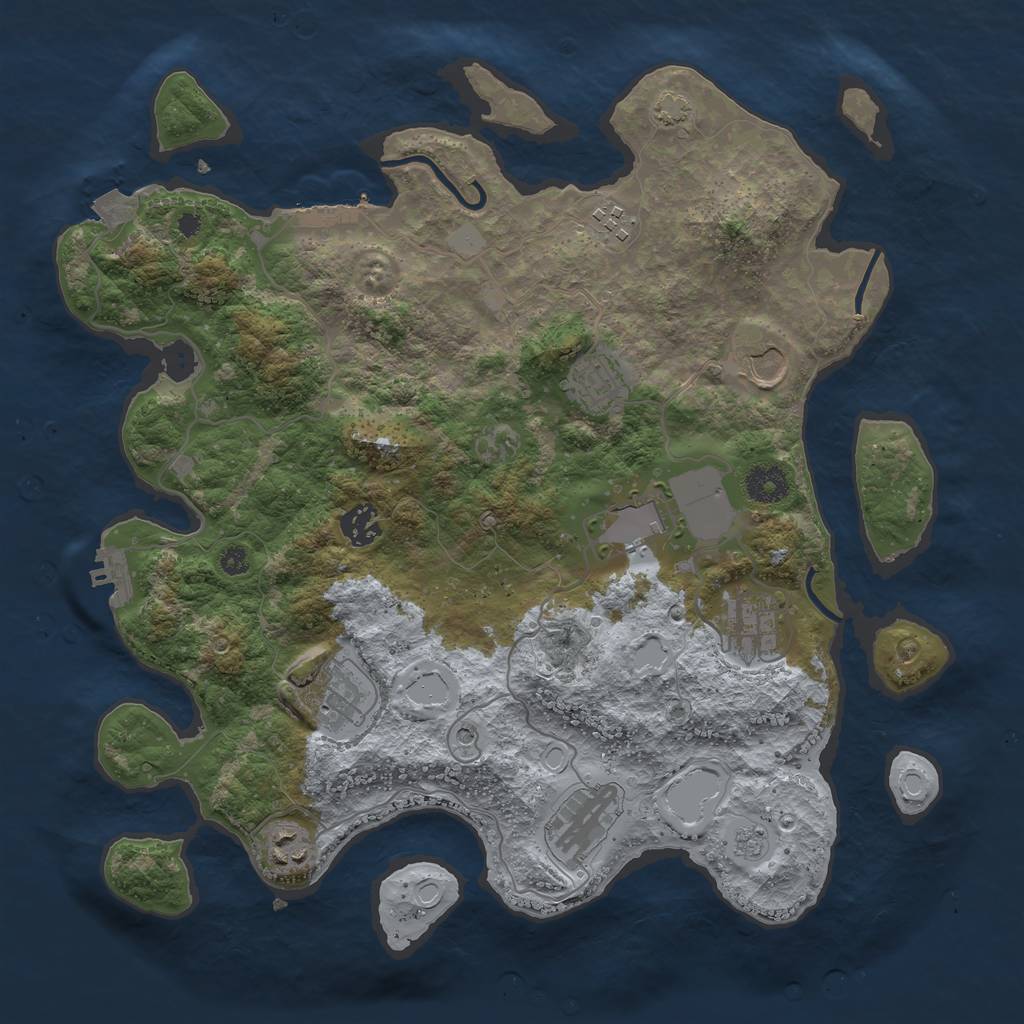 Rust Map: Procedural Map, Size: 3700, Seed: 302977824, 17 Monuments