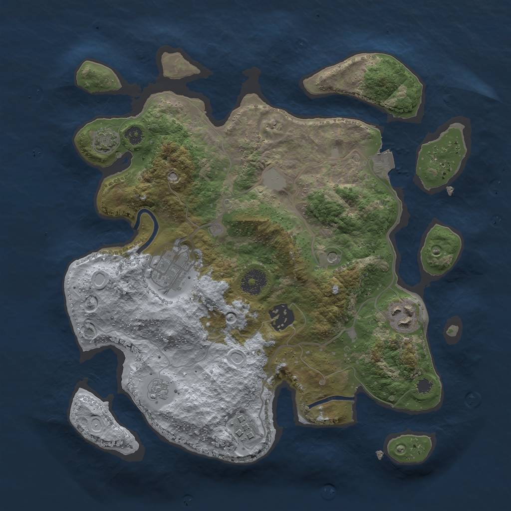Rust Map: Procedural Map, Size: 3000, Seed: 1152352840, 10 Monuments