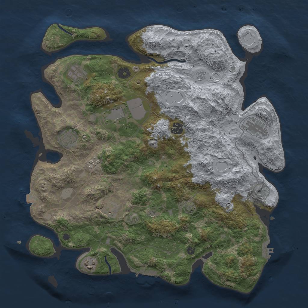Rust Map: Procedural Map, Size: 3800, Seed: 83360304, 16 Monuments