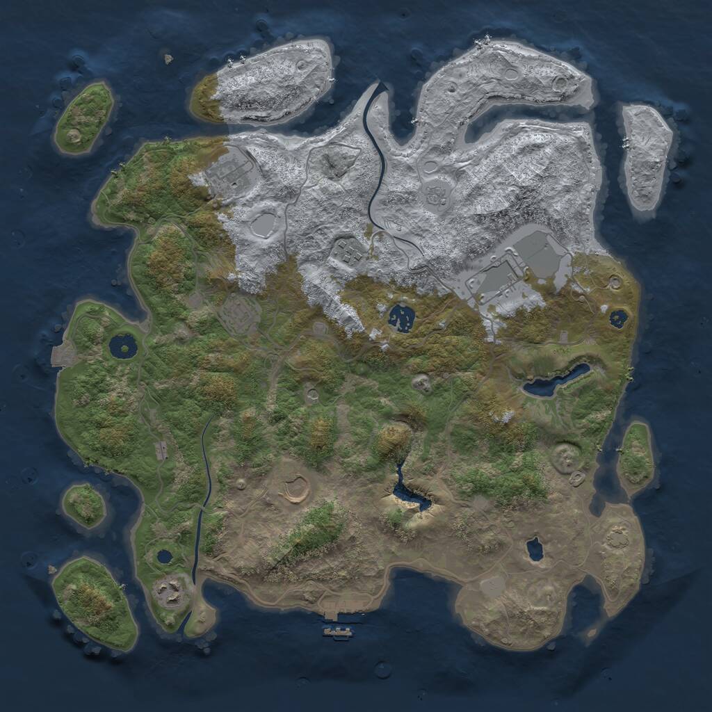 Rust Map: Procedural Map, Size: 4000, Seed: 2241399, 12 Monuments