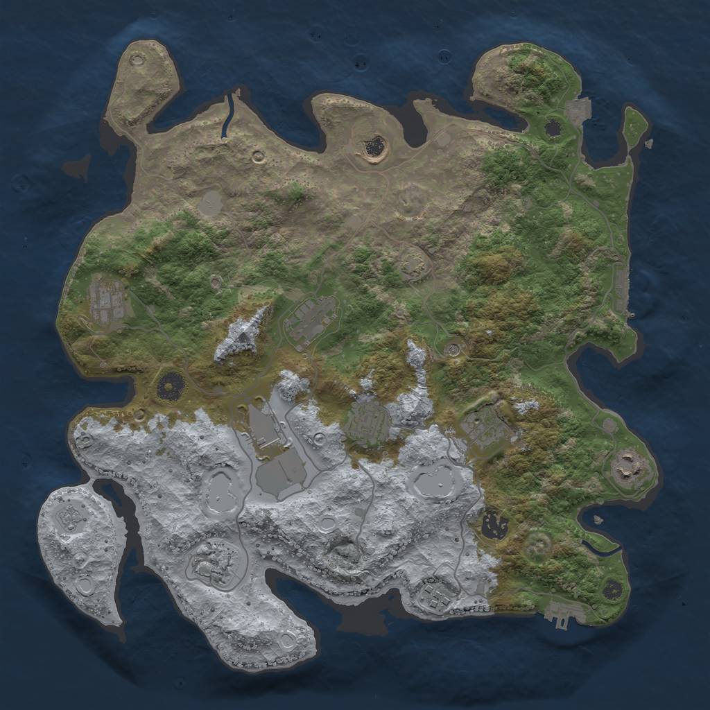 Rust Map: Procedural Map, Size: 3800, Seed: 15475239, 18 Monuments