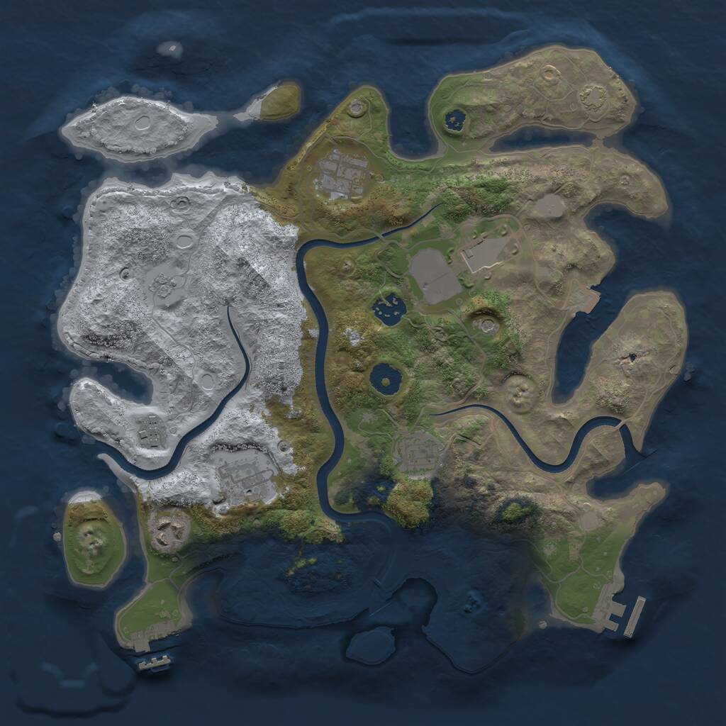 Rust Map: Procedural Map, Size: 3500, Seed: 86441886, 13 Monuments