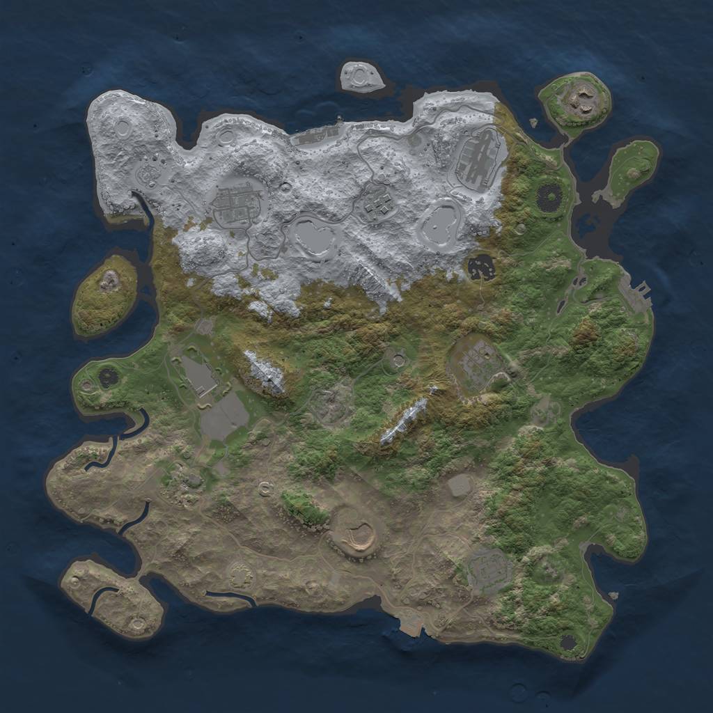 Rust Map: Procedural Map, Size: 3850, Seed: 91097113, 18 Monuments