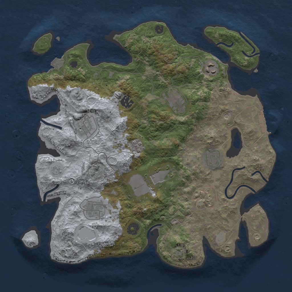 Rust Map: Procedural Map, Size: 3500, Seed: 2003, 16 Monuments