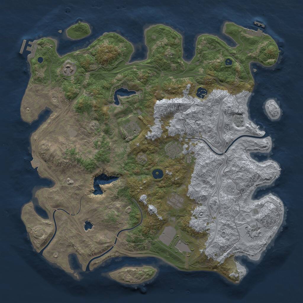 Rust Map: Procedural Map, Size: 4300, Seed: 88654982, 14 Monuments