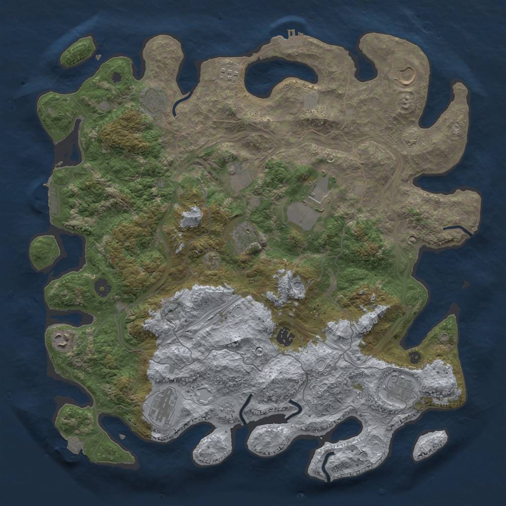 Rust Map: Procedural Map, Size: 4300, Seed: 49217866, 18 Monuments