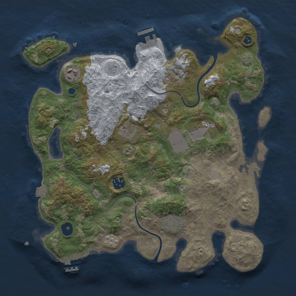 Rust Map: Procedural Map, Size: 3550, Seed: 3893243, 12 Monuments