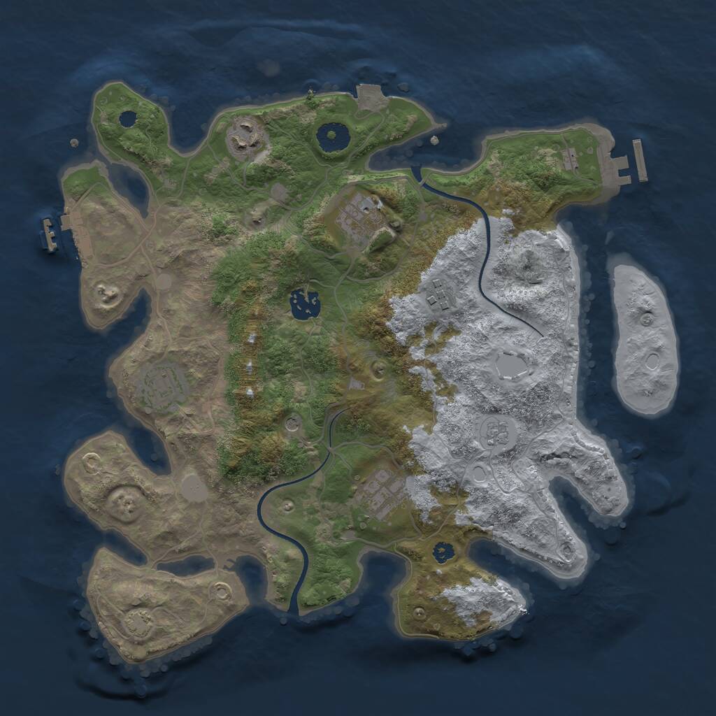 Rust Map: Procedural Map, Size: 3400, Seed: 31783658, 12 Monuments